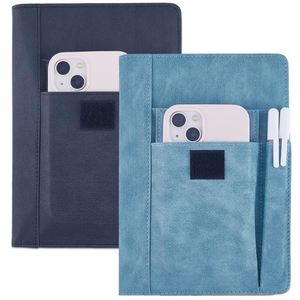 Protège-cahier portable A5 en cuir PU imperméable avec pochette pour stylo et pages intérieures réutilisables - Product Image 3