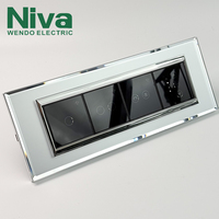 Interruptor de Pared Inteligente Niva con Control Wifi, Panel de Vidrio Templado, Interruptores y Enchufes Modulares Personalizados OEM Tipo 118