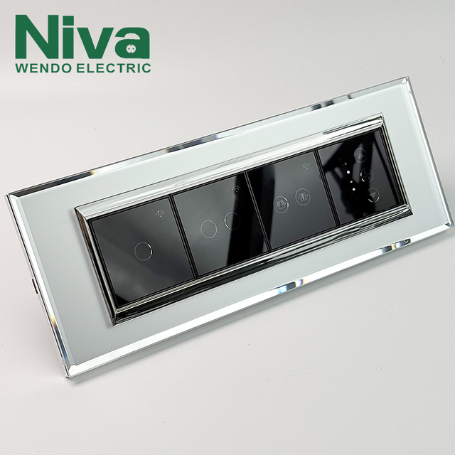 Niva Smart Touch Wall Switch Wifi Control Tempered Glass Panel OEM Electrical Custom Modular Switches and Sockets 118 Type