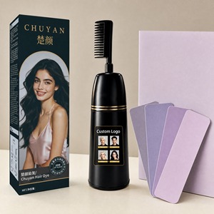 Crème colorante permanente pour cheveux noir profond avec peigne applicateur, sans ammoniaque, service OEM ODM, couverture des cheveux gris - Product Image 1