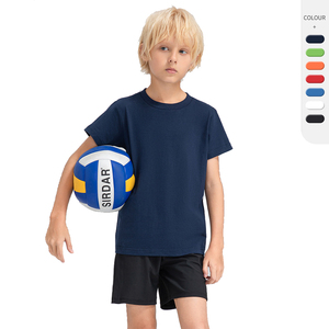 เสื้อยืดผ้าฝ้ายแขนสั้นของเด็กเสื้อยืดเด็กผู้ชายเสื้อ100% พิมพ์โลโก้แบบเรียบ - Product Image 6