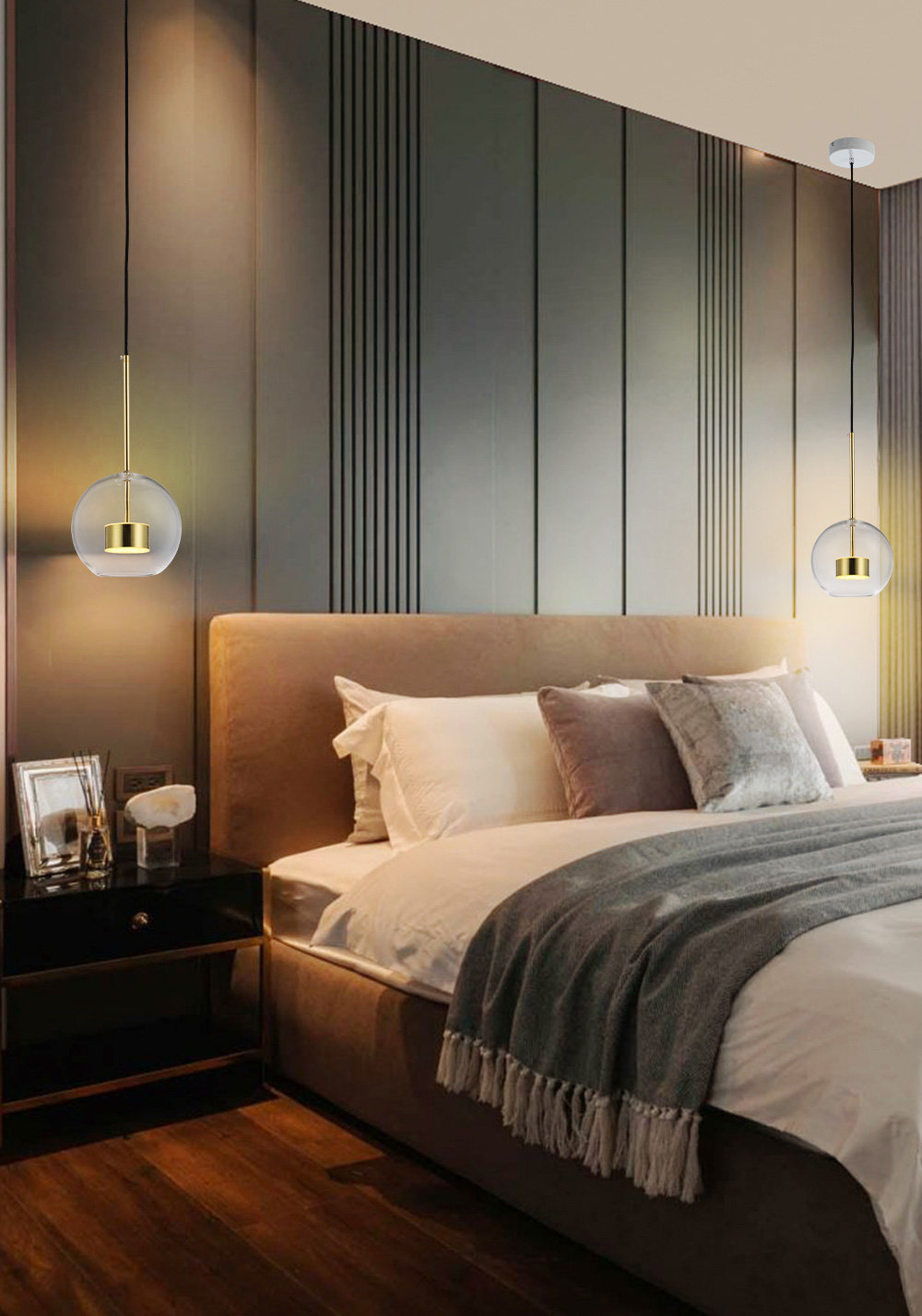 Modern Chrome Hanging Pendant Lights Indoor Home Kitchen Bar Mini Pendant Light with Glass