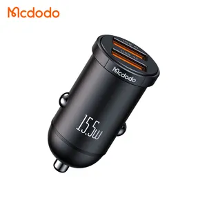 Mcdodo 295 Metall gehäuse Auto ladegerät Zwei USB-Schnell ladegeräte 3.1A Mini-Aluminium legierung 2-Port weißes LED-Auto ladegerät für Mobiltelefone