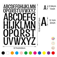 Autocollants en lettres de l'alphabet de 1 pouce, autocollants en vinyle autocollants noirs de 2 pouces, alphabet ABC, autocollants DIY pour boîte aux lettres, numéros de maison