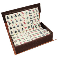 Mini jeu de Mahjong 30 mm, portable pour les voyages, jeu de tuiles chinoises pour la famille, le camping, le dortoir, avec tuiles jaunes ivoire et boîte