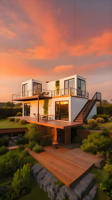Villa conteneur de luxe entièrement personnalisée, en kit, avec panneaux sandwich, pour usage résidentiel, bureau, atelier ou hôtel