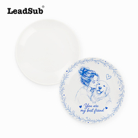 Plateau à bijoux minimaliste en céramique blanche, plat et circulaire, pour la décoration intérieure, idéal pour la sublimation par transfert thermique DIY
