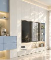 Meuble TV moderne pour salon avec tiroirs coulissants et étagères de rangement, couleur personnalisée OEM ODM
