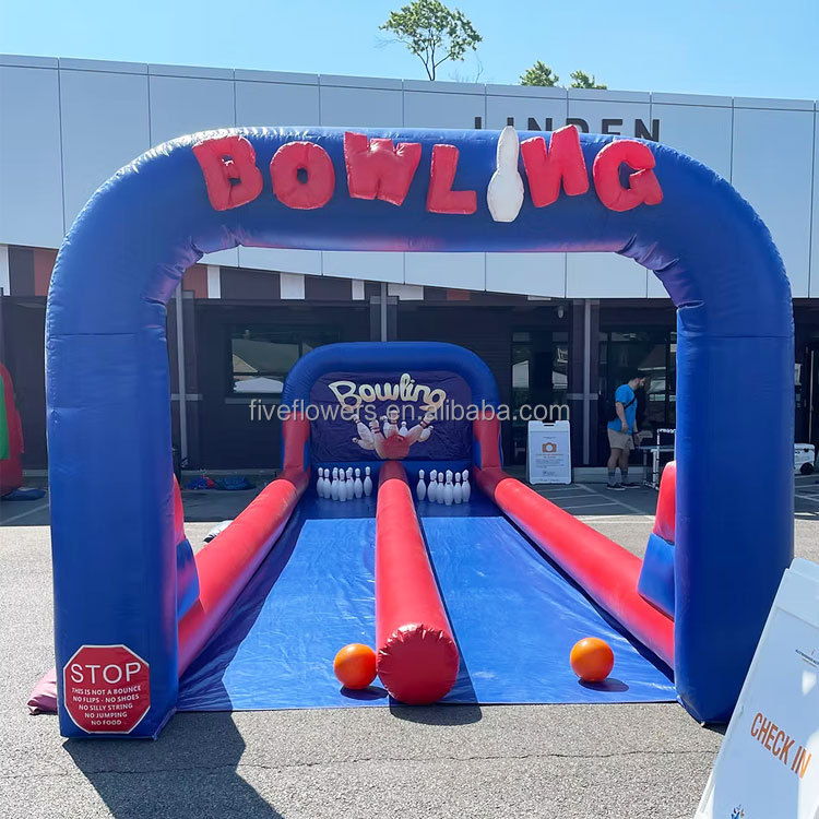 Jeu De Bowling Gonflable – 10 Quilles + 1 Boule – Extérieur – PVC – Dès 3 Ans