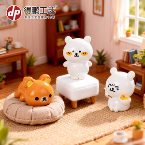 Figurine d'ours miniature Rilakkuma en résine, poupée de dessin animé, décoration de bureau, jouet pour enfants et collectionneurs - Product Image 4