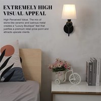 Lampe murale LED haut de gamme avec cadre en fer antirouille et abat-jour en tissu pour salon, couloir, hôtel
