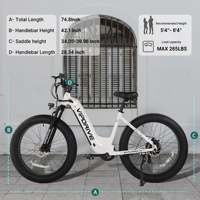 Batterie Lithium 48V 15AH 750W pour Vélo Électrique Tout-Terrain à Pneus Larges pour Adultes, Écran LCD Multi-Modes, 60 Sports, Manuel – Stock USA
