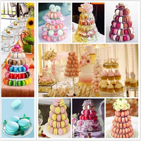 Support à macarons rond à 10 niveaux en plastique PET transparent, idéal pour les baby showers, anniversaires et mariages