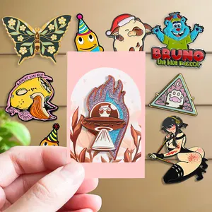 Enamel Metal Badges Pins Free Sample Cartoon Art Anime Pins Customize Logo Enamel Badges Metal Crafts Lapel Pins Cute 2d 3D Soft Hard Custom Enamel Pin