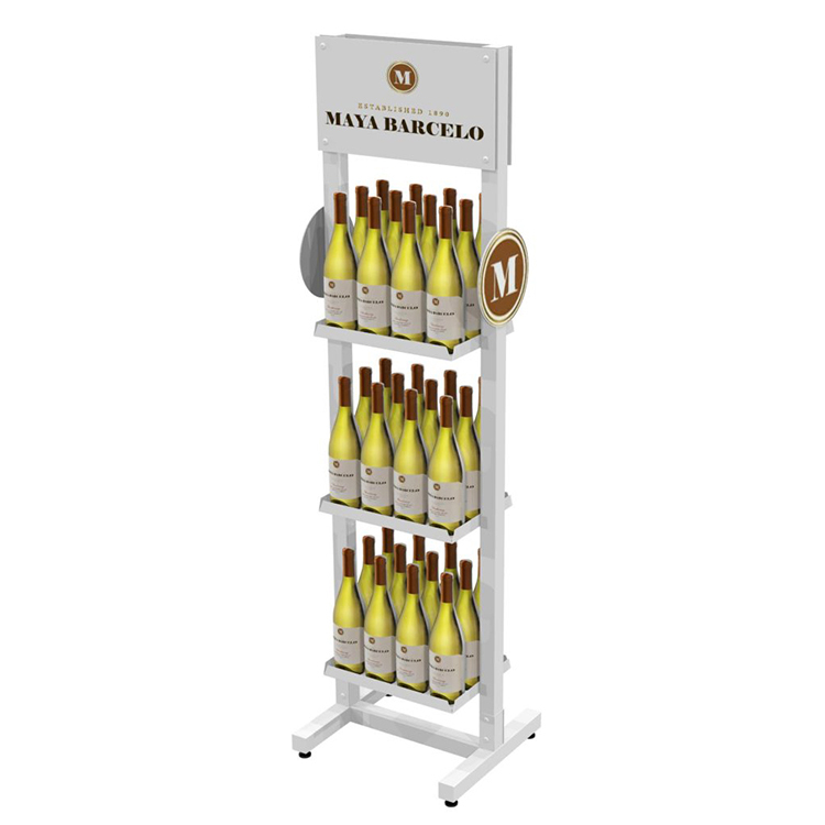 Customized Double Sided Solidwood Material Display Stand for Tequila Wooden Wine Side Brander for Grocery — view 5