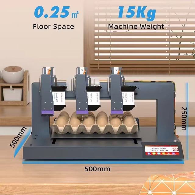 Automatic 3-Head Egg Inkjet Printer Food Grade Egg Date Coding Machine