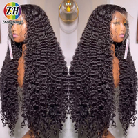 Perruques en cheveux humains bouclés birmans à 250 % de densité, perruque frontale HD 13x4 13x6 en dentelle complète, 100 % cheveux humains avec pointes en spirale, noir naturel