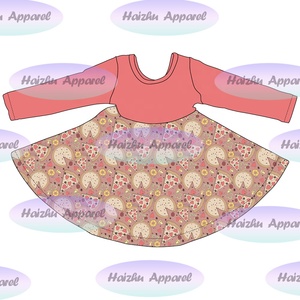 Vestido de Lana con Estampado Floral de Manga Larga para Niñas, Modelo Cd1-4, Nuevo y a la Moda - Product Image 6