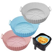 Revêtements en silicone réutilisables pour friteuse à air, panier rond de 3 à 5 litres, résistants à la chaleur et aux aliments, compatibles four