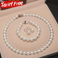 Ensemble de collier de perles de coquille naturelle classique de haute qualité bijoux plaqués or fin pour anniversaire de fiançailles en gros disponible