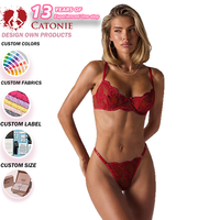 Set Bra dan Panty Tipis Seksi dengan Aksen Renda dan Pita, Ukuran Besar, Desain Punggung Transparan Nyaman untuk Payudara Besar - Dropshipping