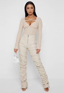 <span class=keywords><strong>Pantaloni</strong></span> a Zampa d'Elefante in <span class=keywords><strong>Ecopelle</strong></span> per Donna, Alta Qualità, Vita Alta, Nuovo Design Sexy, <span class=keywords><strong>Pantaloni</strong></span> Autunnali - Product Image 4