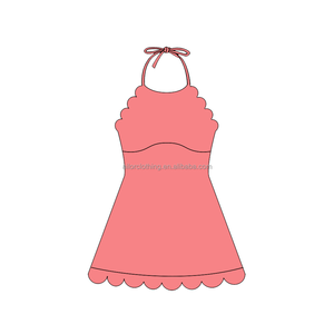 2026 Girls <b>Summer</b> Sports <b>Dress</b> Built in Shorts Fabric <b>Halter</b> Wave Hem <b>Dress</b> for Yoga Tennis Custom Design Low MOQ - Product Image 4