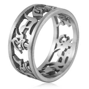 yunnique Retro <b>Titanium</b> Steel <b>Ring</b> Letter Pattern Geometric Unisex Fashion Jewelry Gift - Product Image 1