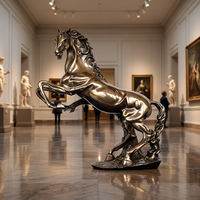 Statue de cheval en bronze personnalisée - Sculpture de cheval galopant avec finition cuivre antique - Figurine mascotte de la Fête Nationale
