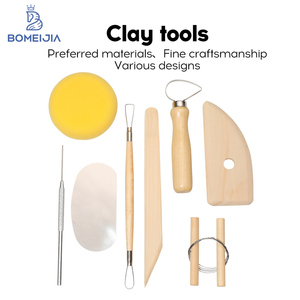 BOMEIJIA 8 pièces outil de sculpture en argile manche en bois poterie sculpture Kit d'outils outils essentiels en argile céramique pour débutant - Product Image 1
