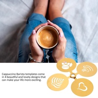 Modèles de décoration personnalisés en acier inoxydable 430 pour latte art, cappuccino, gâteaux et desserts, ensemble de 4 pièces pour accessoires café et thé