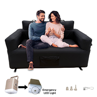 Canapé gonflable pour 2 personnes, pompe détachable, lumière LED d'urgence, Oxford, canapé gonflable amovible, imperméable, camping, extérieur, intérieur