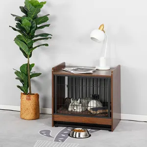 नई आगमन आधुनिक घरेलू इनडोर भारी शुल्क लकड़ी पालतू टोकरा लकड़ी के घर के लिए कुत्तों बिल्लियों - Product Image 4