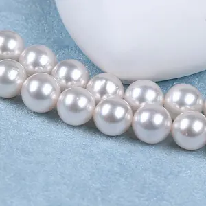 Akoya-perla redonda de agua dulce, Natural, 8-9mm, blanco, alta calidad, japonés
