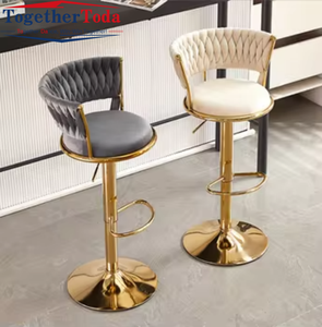 Chaises de bar réglables en hauteur en cuir véritable de style européen moderne, tabourets hauts pour bar à domicile, centre commercial, salon - Product Image 4