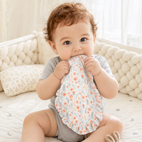 Celemek Bayi Unisex Anti Air dengan Pinggiran Berumbai, Bahan TPU Katun, untuk Mengatasi Air Liur dan Gigi Tumbuh, Dilengkapi Kancing