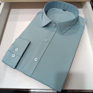 Camisas de Vestir Blancas de Lujo al por Mayor, Camisas de Hombre Manga <span class=keywords><strong>Larga</strong></span>, Corte Entallado, Color Sólido, Camisas Formales Extra Grandes para Hombre - Product Image 3