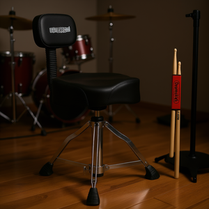 Silla de Batería Ajustable con Respaldo de Acero Negro, Asiento Musical Individual para Adultos - Product Image 2
