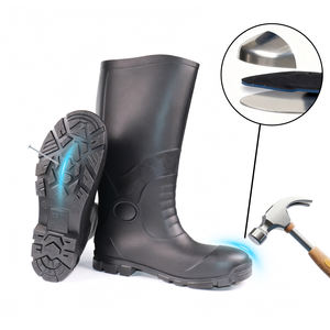 أحذية عمل مطاطية بمقدمة فولاذية للرجال، مقاومة للماء ومتينة، أحذية خرسانية للصيد والتصنيع والبناء - Product Image 1