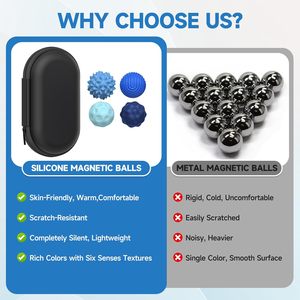 Palline Magnetiche in Silicone Antistress per <span class=keywords><strong>Adulti</strong></span> e Adolescenti, Set da 4 Pezzi, Giocattoli Sensoriali per Autismo, <span class=keywords><strong>ADHD</strong></span>, Ansia, con Texture Divertenti, Giocattolo da Ufficio - Product Image 2