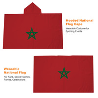 Cape à capuche Maroc avec drapeau 3x5 pieds en polyester 100D Atlas Lions pour supporters de football Maghreb Dima Maghrib Souvenir