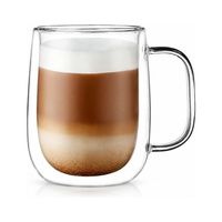 Mug en verre à double paroi, tasse à café transparente avec poignée, tasse à thé en verre, vaisselle pour lait, latte, cappuccino, boissons glacées, vente en gros