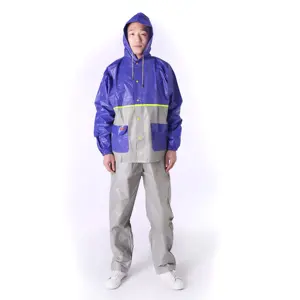 2023 custom logo higher quality PVC adult raincoat rain suit wear-resistant waterproof men's outdoor cycling raincoat set