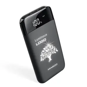 Nieuwe Release Aangepaste Led Logo Power Bank 10000Mah Met Digitale Display Draagbare Mobiele Oplader Type-C En Micro-Input Powerbank