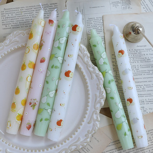 20cm 8 Inch Fruit Printed <b>Long</b> Taper <b>Candles</b> Smokeless Soy Wax Romantic Wedding Banquet Dinner Household Table Decor <b>Candles</b> - Product Image 3