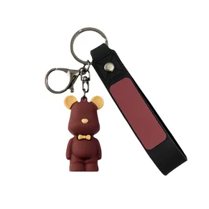 Hot selling New Design PVC violence bear The Bear Pendant For Women Bag KeyRing Mobile Phone Kawaii Bear Rubber Keychain