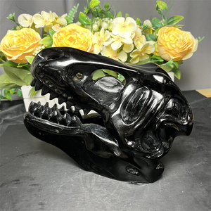 <span class=keywords><strong>Teschi</strong></span> di dinosauro ossidiana di nuovo Design con testa di ossidiana di cristallo naturale artigianato nero <span class=keywords><strong>teschi</strong></span> di dinosauro per la decorazione - Product Image 3