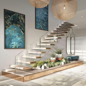 Escaleras Flotantes <span class=keywords><strong>de</strong></span> <span class=keywords><strong>Madera</strong></span> con Peldaños <span class=keywords><strong>de</strong></span> <span class=keywords><strong>Madera</strong></span> y Barandilla <span class=keywords><strong>de</strong></span> <span class=keywords><strong>Madera</strong></span>, Escaleras con Viga <span class=keywords><strong>de</strong></span> Acero Oculta <span class=keywords><strong>para</strong></span> Villas - Product Image 6