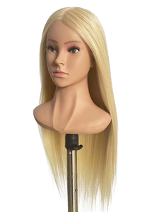 Cabeza de peinado modelo de cabello humano real 100% de alta calidad, peluquería profesional, escuela de belleza, cabeza de práctica de barbero - Product Image 4