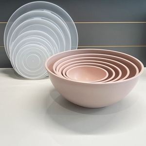 Juego de cuencos para mezclar coloridos sin Bpa de cocina de plástico de gran venta, forma redonda, lazo de ensalada Rpet de varios tamaños - Product Image 1